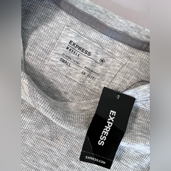 Express Shirt Adult Sz Small Gray Thermal Waffle Pullover Long Sleeve Mens NWT - Picture 4 of 7